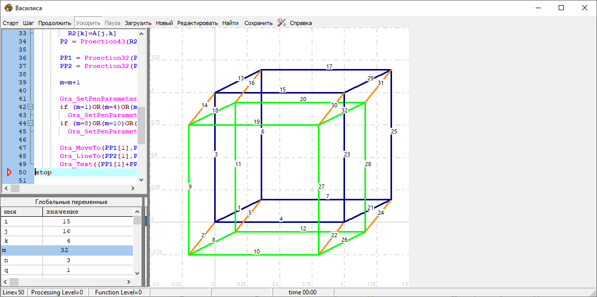 проекция 4D куба